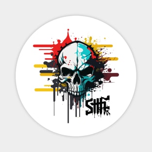 Graffiti Paint Skull Creative Magnet